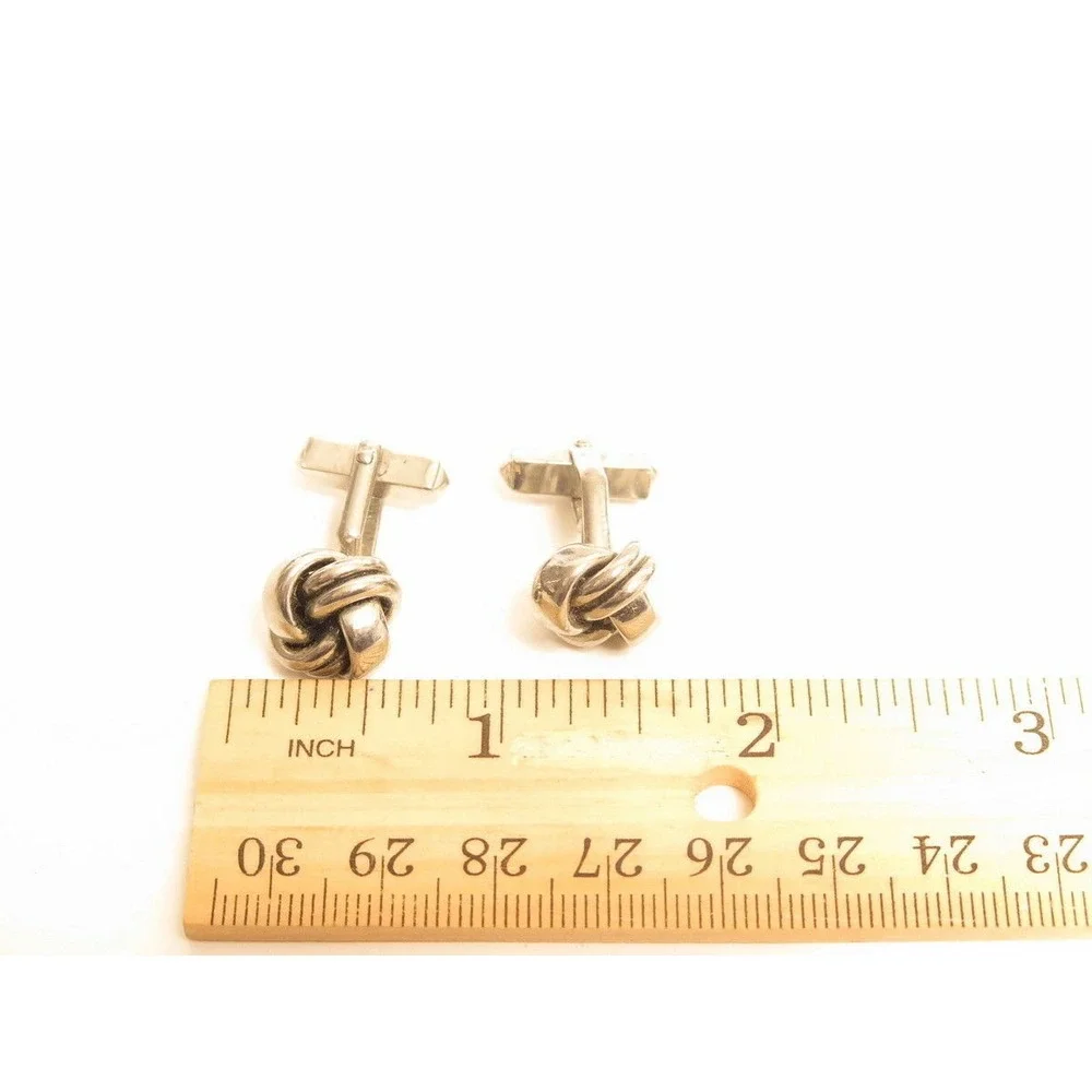 Vintage Signed SWANK‎ Love Knot Design Classic Silver Cufflinks*Formal Men's